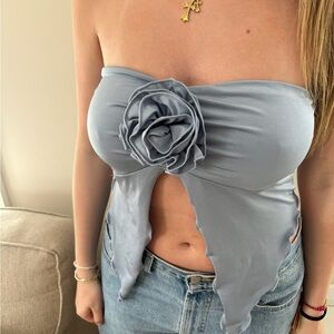 NWT blue blush tube top with ruffle design